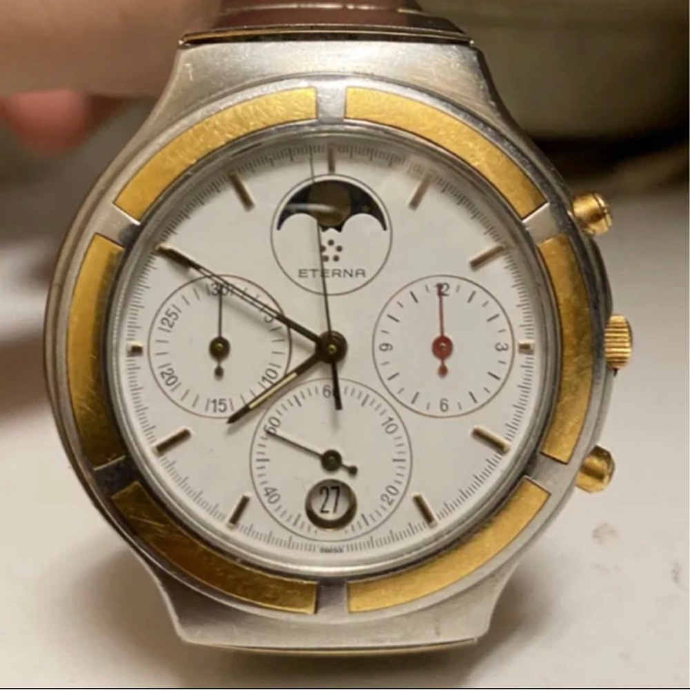 ETERNA AIRFORCE CHRONOGRAPH MOONPHASE WATCH S/STEEL AND GOLD